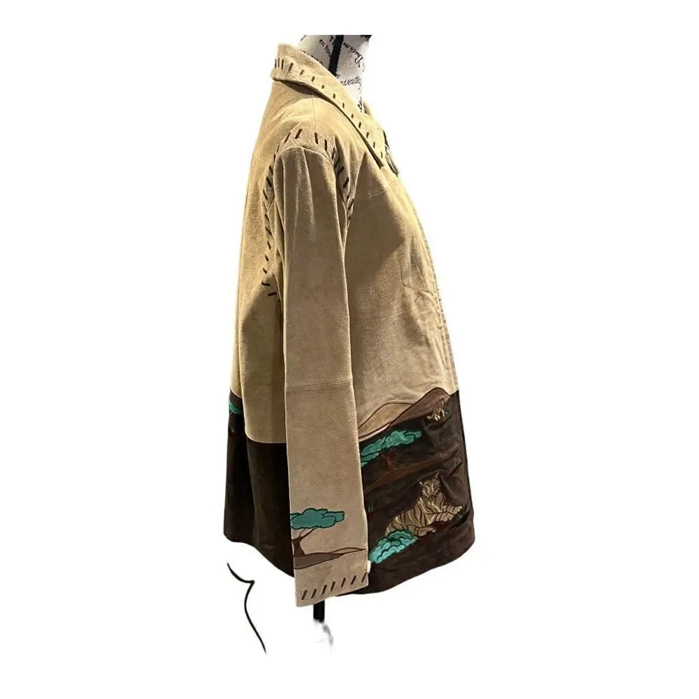 NWT Vintage Suede Quacker Factory Safari Animal Jacket Sz L - Picture 6 of 11